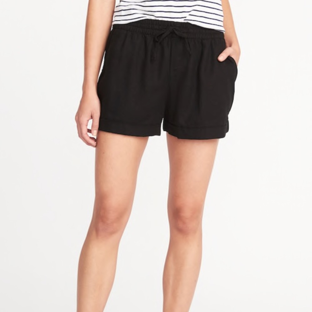 Old Navy Black Linen-Blend Shorts